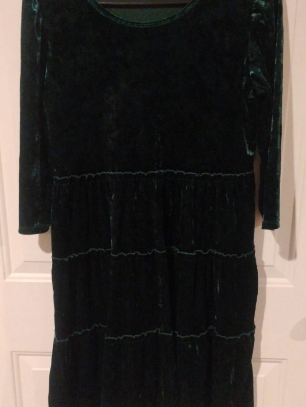 Wonder Nation Girls Green Crushed Velvet Tiered Dress - XXL 18